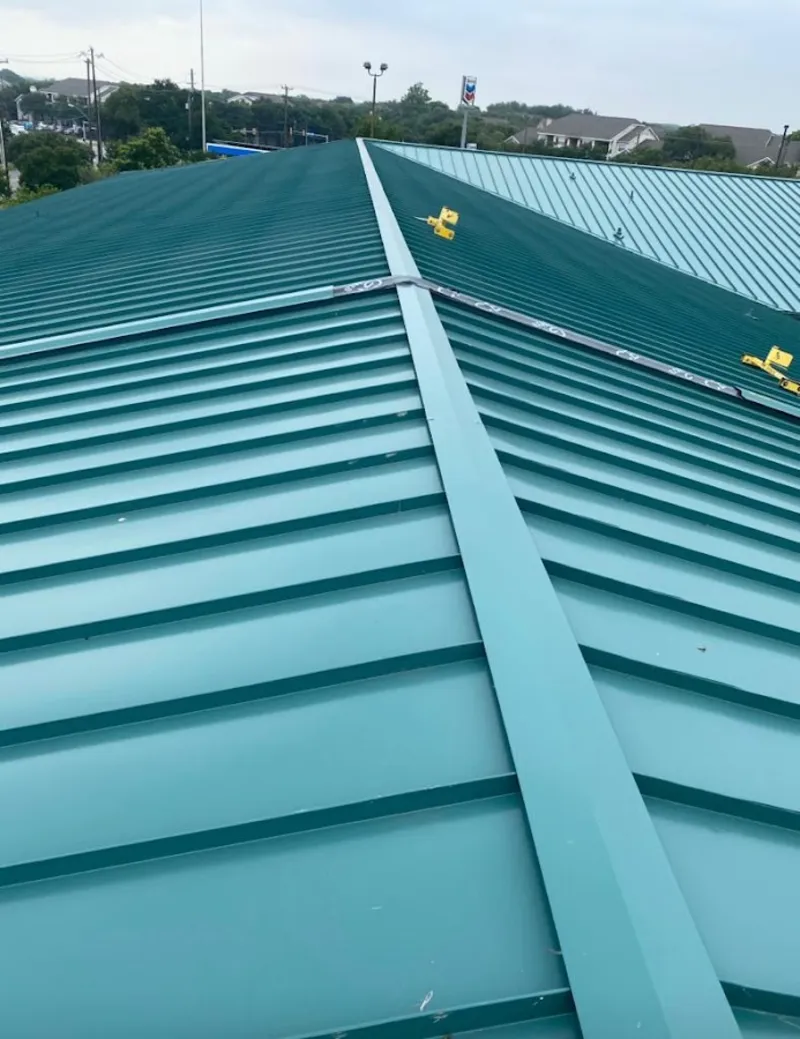 Green commercial metal roof ridge and valley for Metal Roof Repair in Herriman
